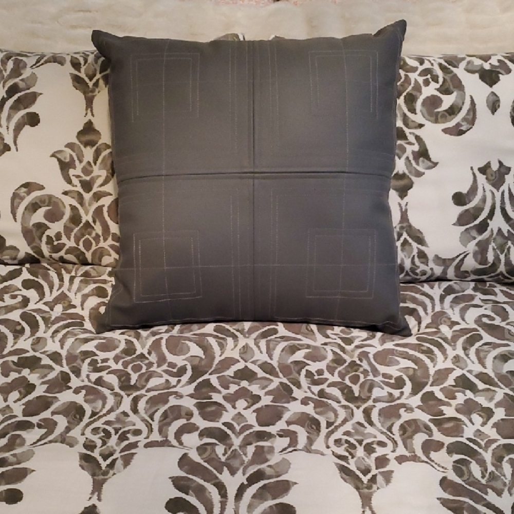 Hotel Collection 20" Elegant Gray Faux Leather Throw Pillow NWT